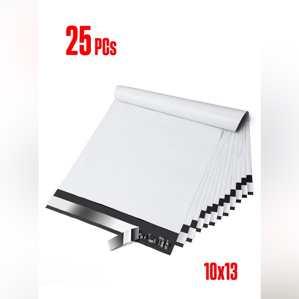 25 White Poly Mailers & 25 Thank you Stickers